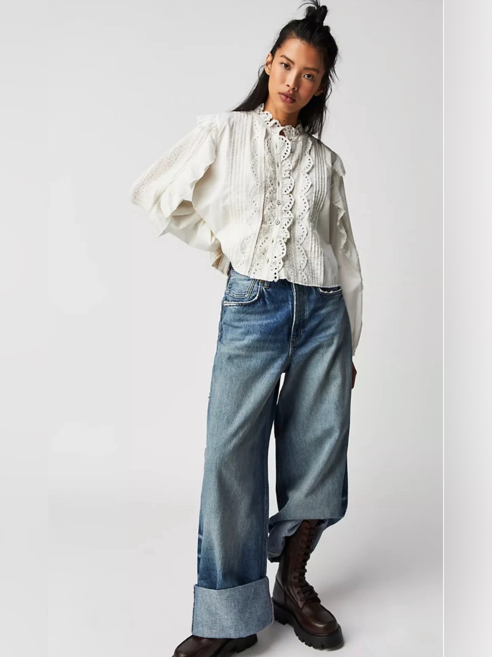 Free People Masai Mar Ruffle Blouse-Ivory Small ❤️SOLD OUT❤️ - Picture 2 of 8